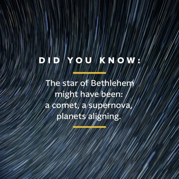 Did you know: The star of Bethlehem might have been: a comet, a supernova, planets aligning.