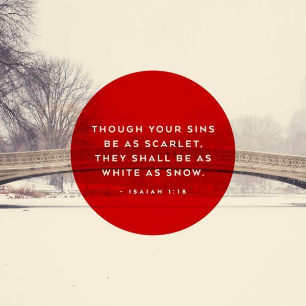 Though your sins be as scarlet, they shall be as white as snow. – Isaiah 1:18