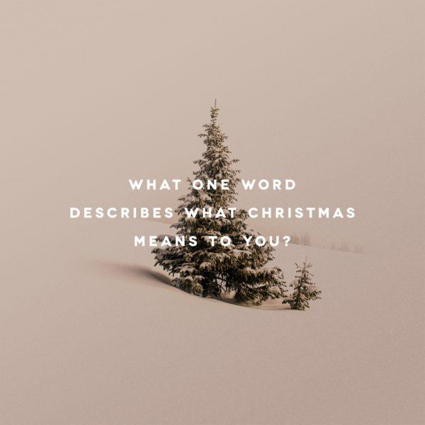 What one word describes what Christmas means to you?