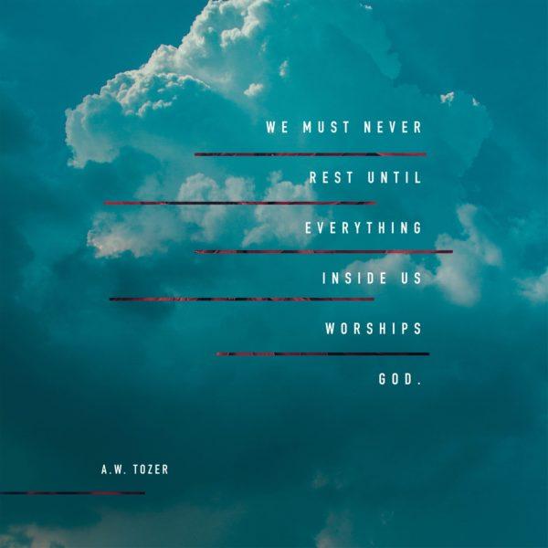 We must never rest until everything inside us worships God. – AW Tozer