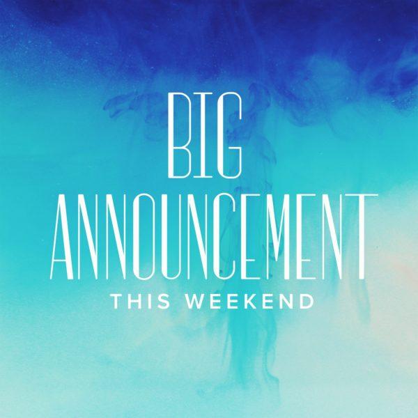 Big announcement this weekend