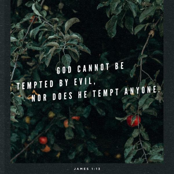 God cannot be tempted by evil, nor does he tempt anyone. – James 1:13