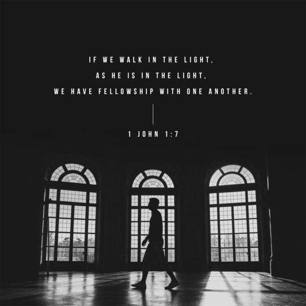 If we walk in the light, as he is in the light, we have fellowship with one another. – 1 John 1:7