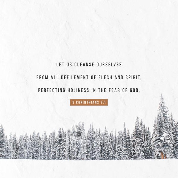 Let us cleanse ourselves from all defilement of flesh and spirit, perfecting holiness in the fear of God. – 2 C...