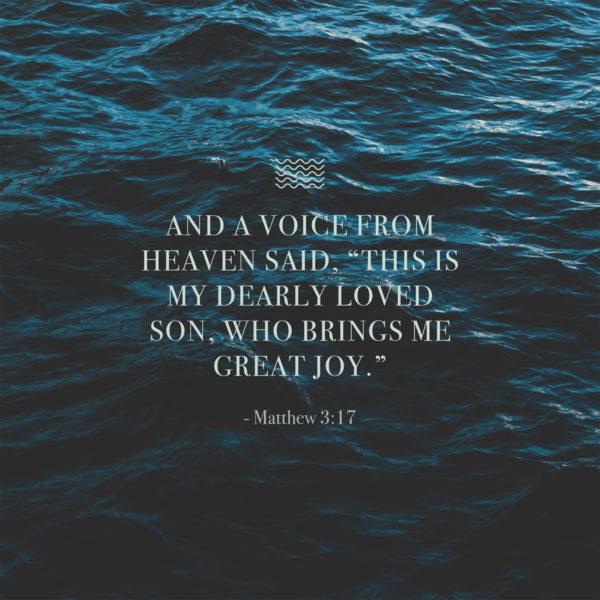 And a voice from heaven said, “This is my dearly loved Son, who brings me great joy.” – Matthew 3:17