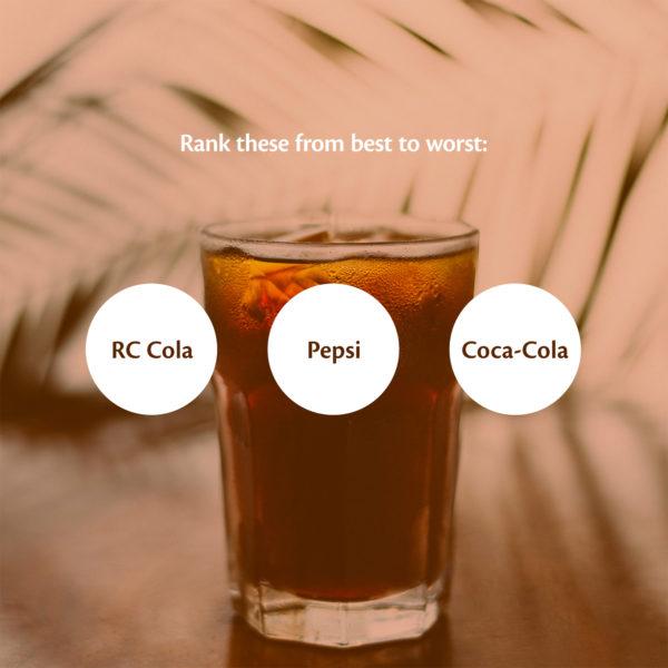 Rank these from best to worst: Coke, Pepsi, RC Cola