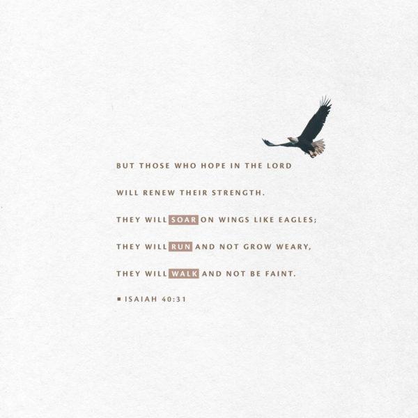 but those who hope in the LORD will renew their strength. They will soar on wings like eagles; they will run and not ...