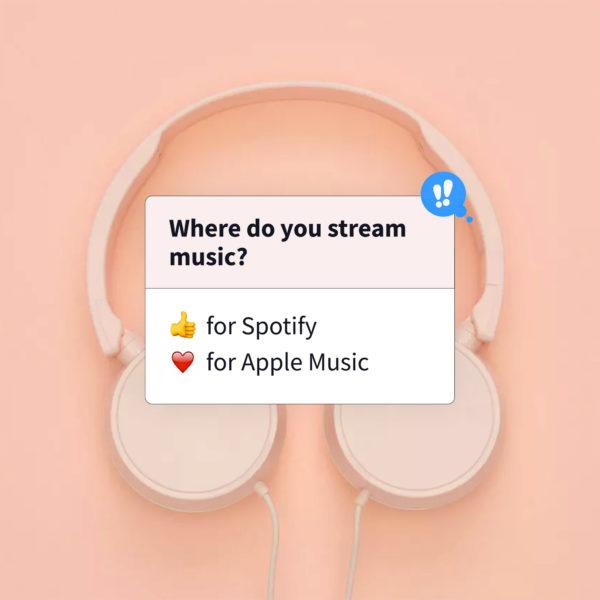 Where do you stream music? Thumbs Up for Spotify, Heart for Apple Music