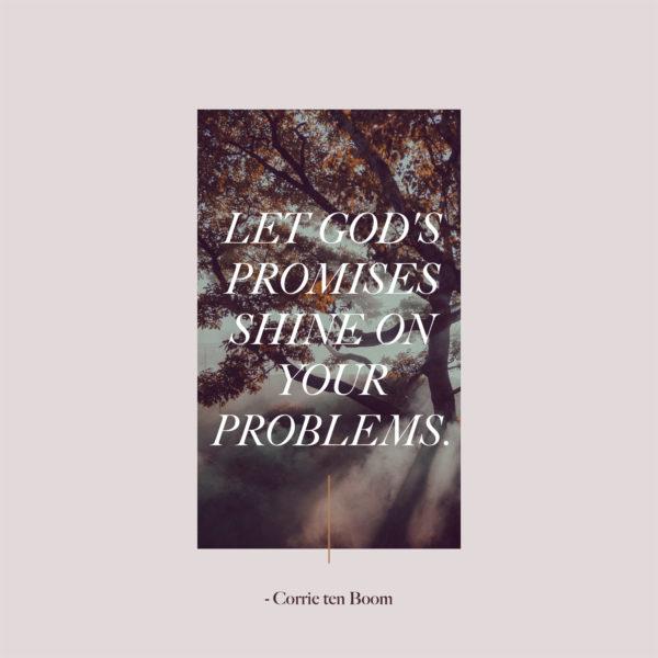 Let God’s promises shine on your problems. – Corrie ten Boom