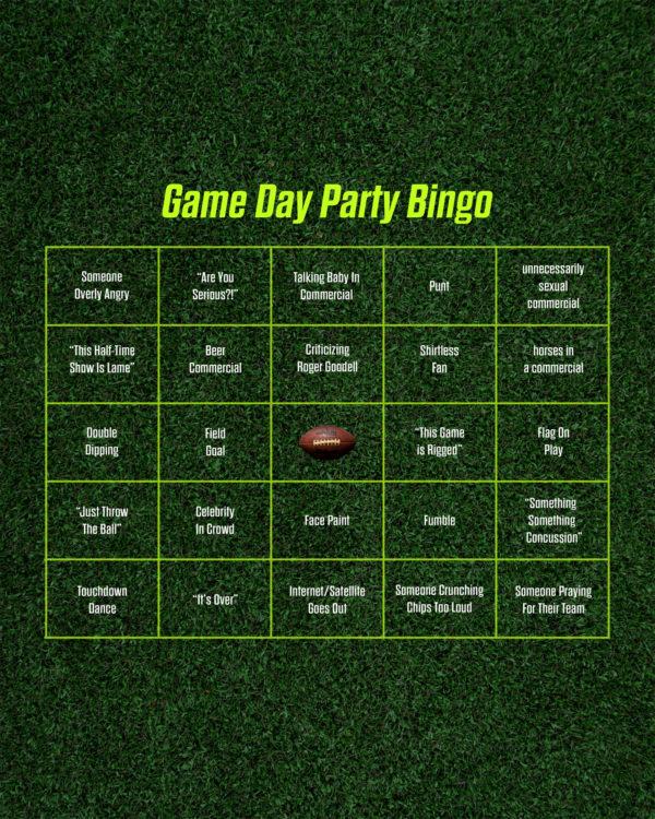 Game Day Party Bingo