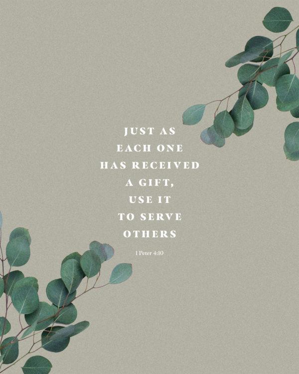 Just as each one has received a gift, use it to serve others – 1 Peter 4:10