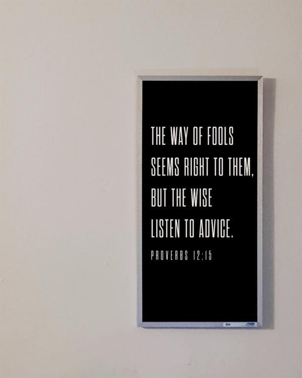 The way of fools seems right to them, but the wise listen to advice. – Proverbs 12:15