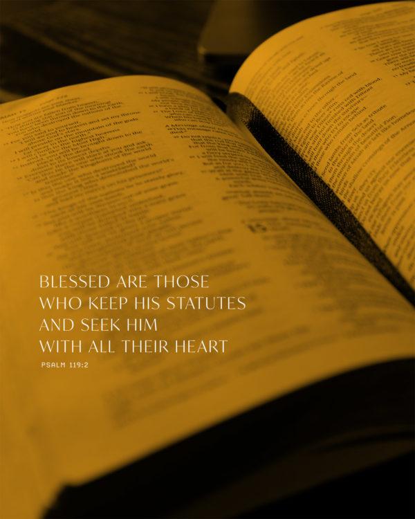 Blessed are those who keep his statutes and seek him with all their heart. – Psalm 119:2