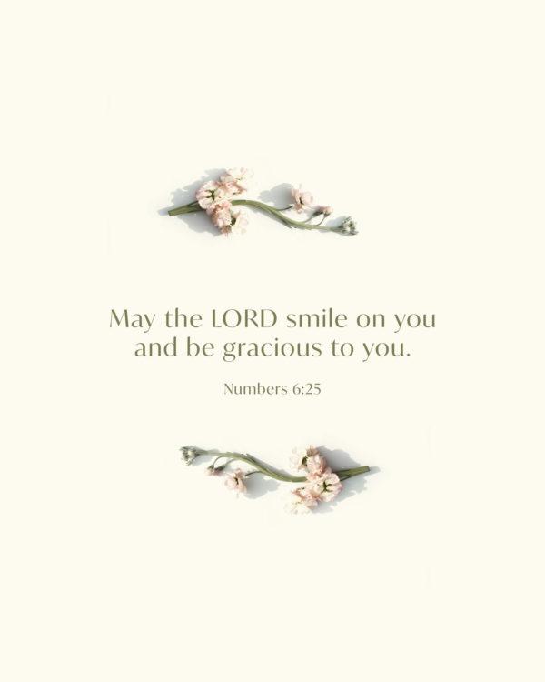 May the LORD smile on you and be gracious to you. – Numbers 6:25