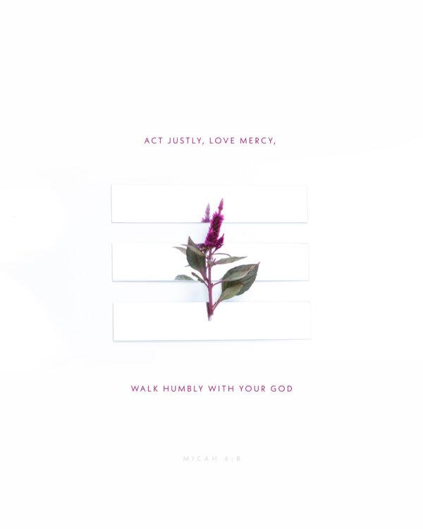 Act justly, love mercy, walk humbly with your God. – Micah 6:8