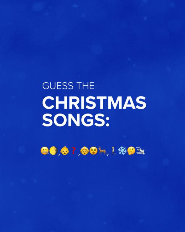 Guess the Christmas songs: 🤐🌖, 👶❓, 👵😵🦌, 🚶❄️🤔🛬