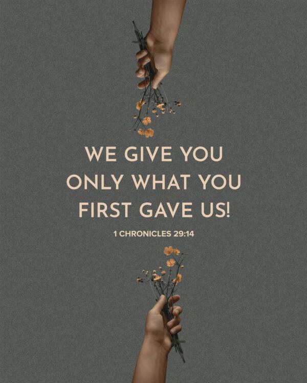 We give you only what you first gave us! – 1 Chronicles 29:14