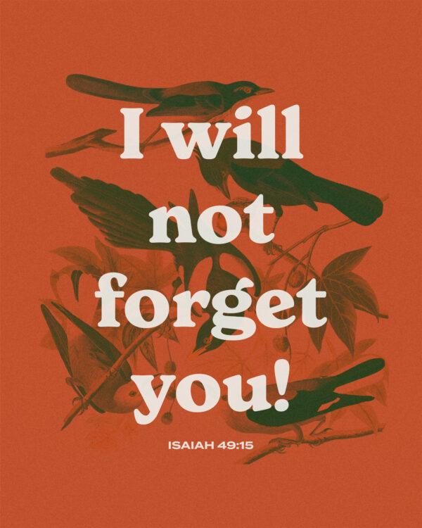 I will not forget you! – Isaiah 49:15