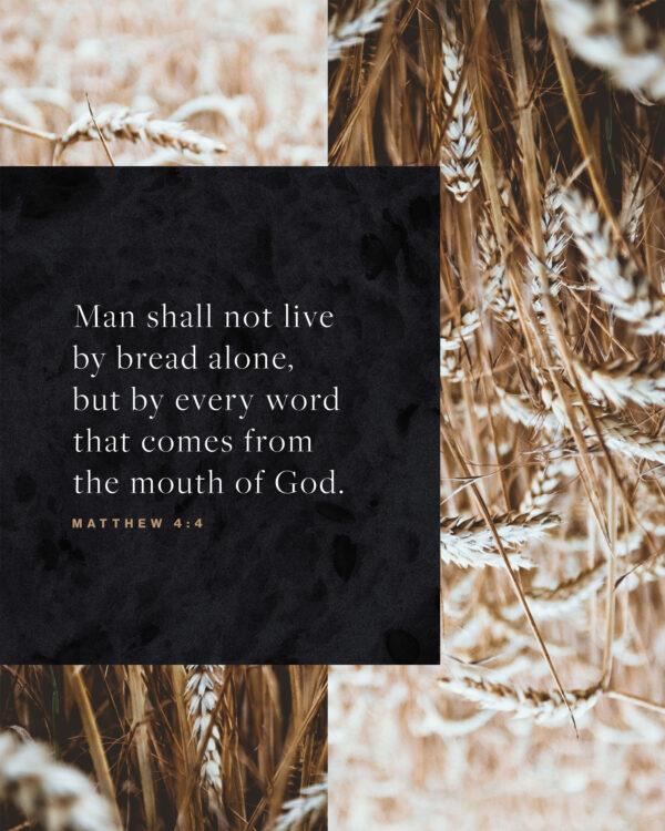 Man shall not live by bread alone, but by every word that comes from the mouth of God. – Matthew 4:4