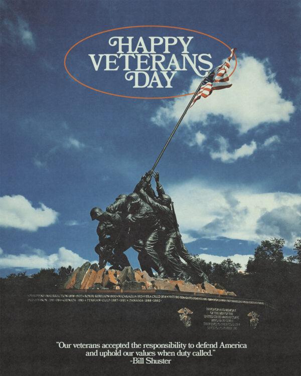 Happy Veterans Day. “Our veterans accepted the responsibility to defend America and uphold our values when duty...