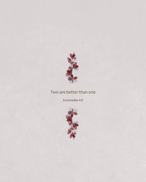 Two are better than one. – Ecclesiastes 4:9