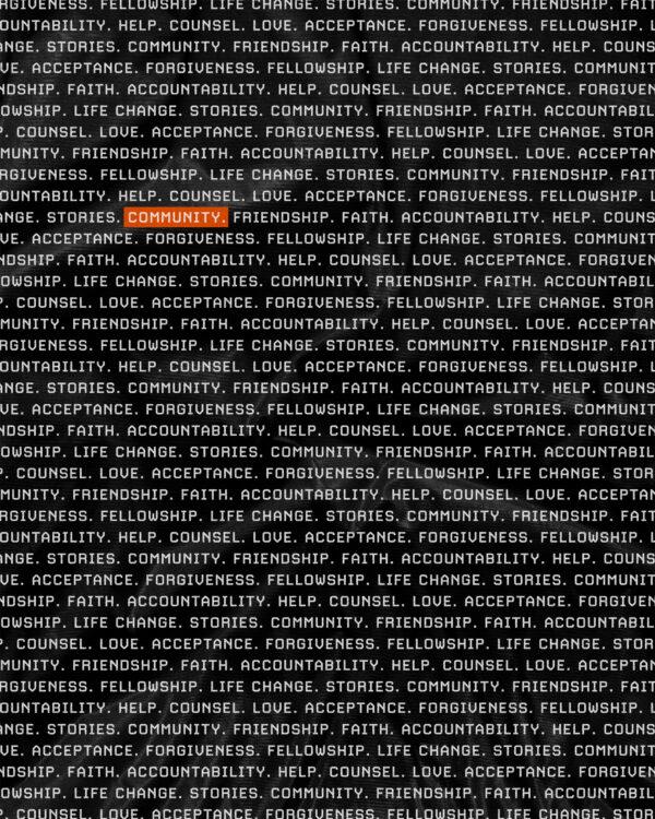 Community. Friendship. Faith. Accountability. Help. Counsel. Love. Acceptance. Forgiveness. Fellowship. Life change. ...