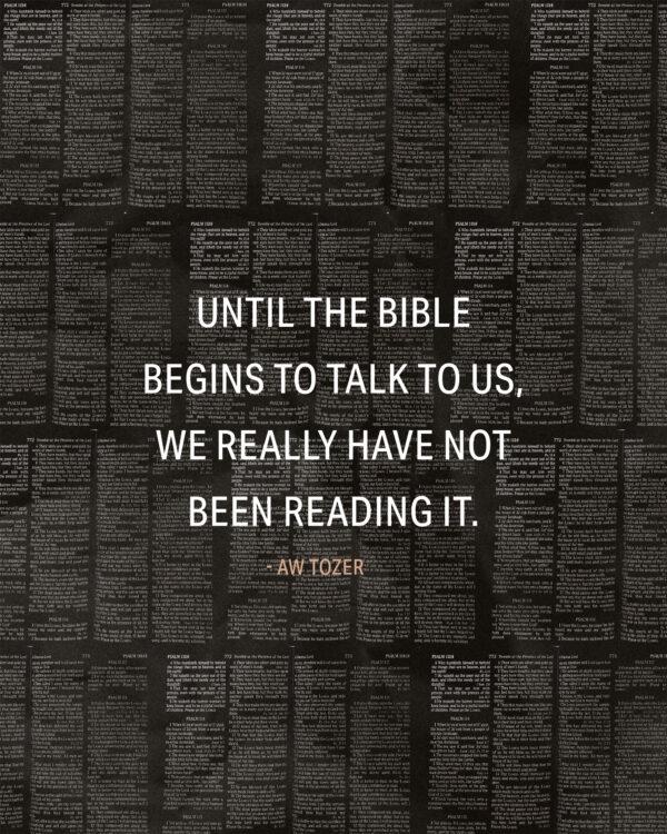 Until the Bible begins to talk to us, we really have not been reading it. – AW Tozer