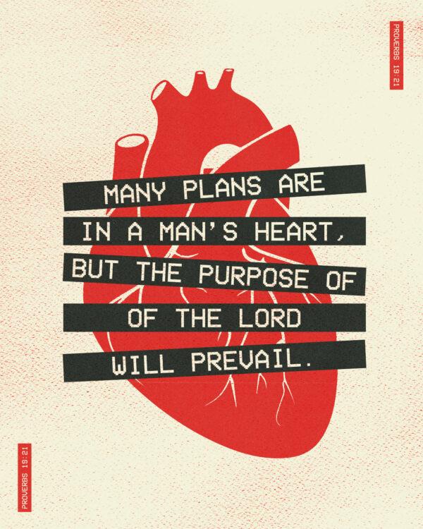 “Many plans are in a man’s heart, but the purpose of the LORD will prevail.” – Proverbs 19:21