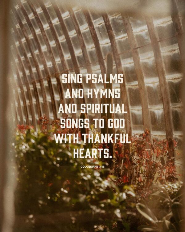 “Sing psalms and hymns and spiritual songs to God with thankful hearts.” – Colossians 3:16