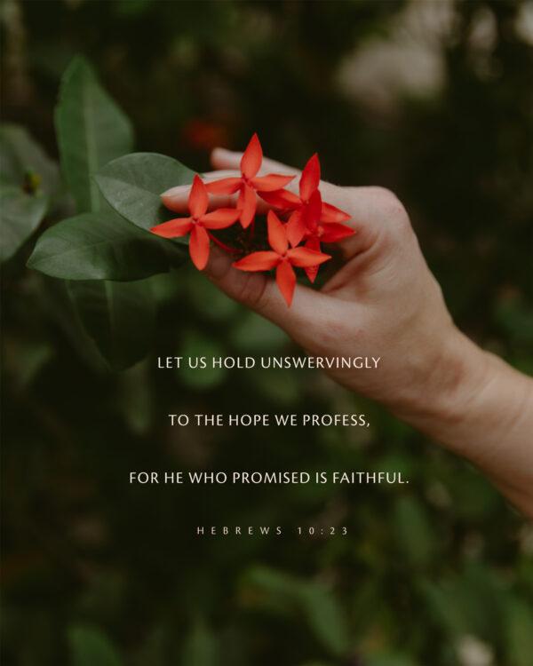 “Let us hold unswervingly to the hope we profess, for he who promised is faithful.” – Hebrews 10:23