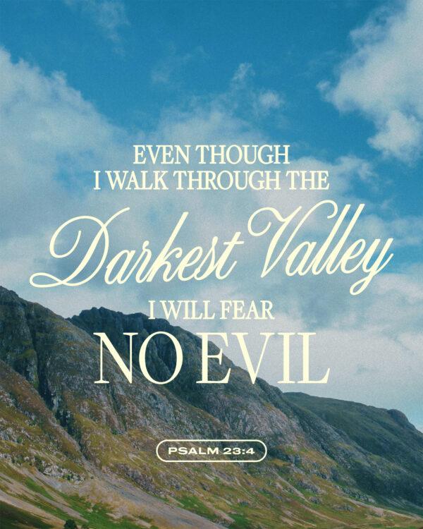 “Even though I walk through the darkest valley, I will fear no evil.” – Psalm 23:4