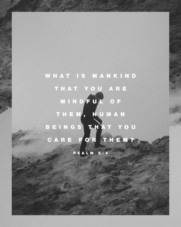 “What is mankind that you are mindful of them, human beings that you care for them?” – Psalm 8:4