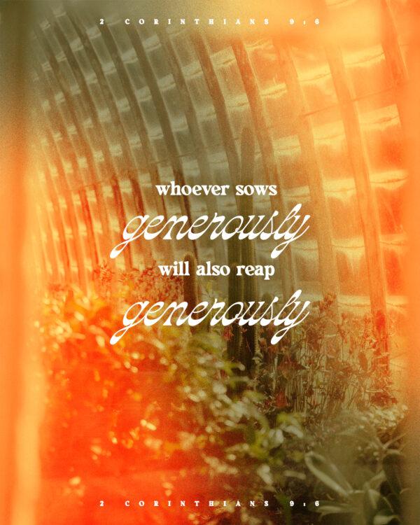 “Whoever sows generously will also reap generously.” – 2 Corinthians 9:6