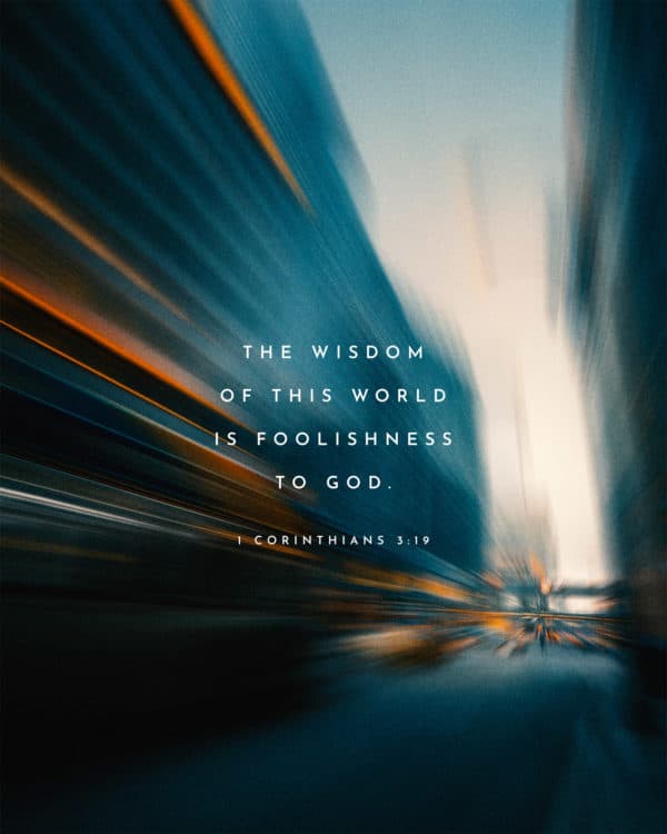 The wisdom of this world is foolishness to God. – 1 Corinthians 3:19