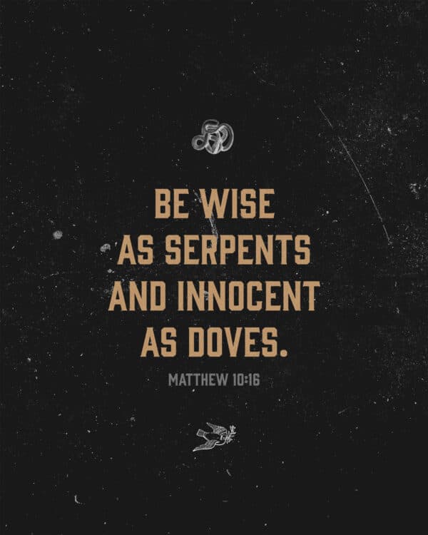 Be wise as serpents and innocent as doves. – Matthew 10:16
