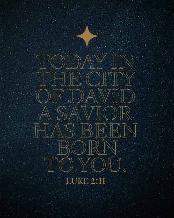 Today in the city of David a Savior has been born to you. – Luke 2:11