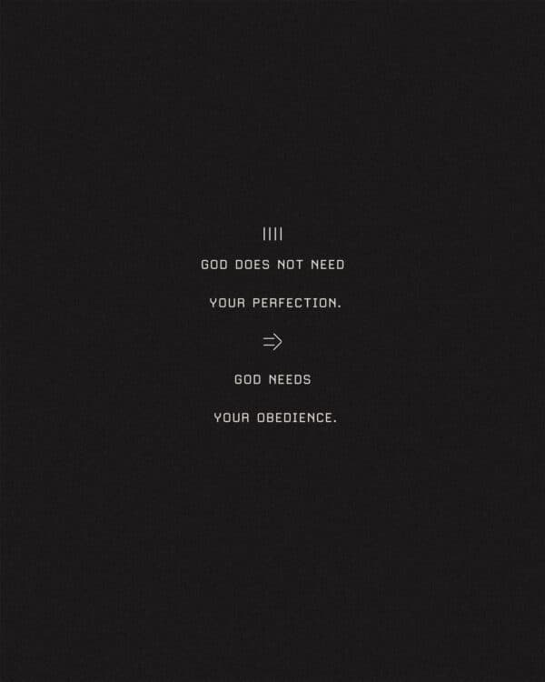 God does not need your perfection. God needs your obedience.